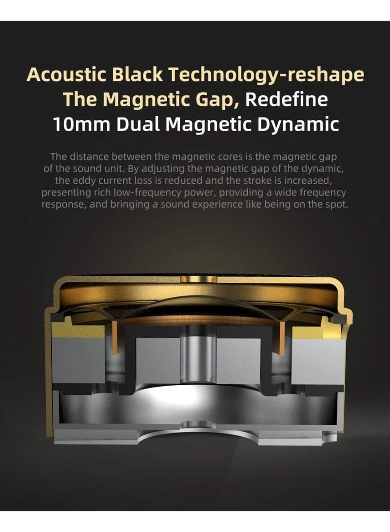 كي زد سماعة زد إس إن برو إكس مزدوجة المشغّل هجينة عالية الجودة هاي فاي داخل الأذن، بكابل قابل للفصل ذو منفذ ثنائي غائر وهيكل من سبائك الزنك المعدنية، باللون الذهبي - مع مايك - Image 5